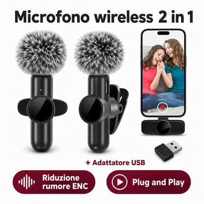 Microfono Wireless 2.4G con cancellazione del rumore - AYCS Tech