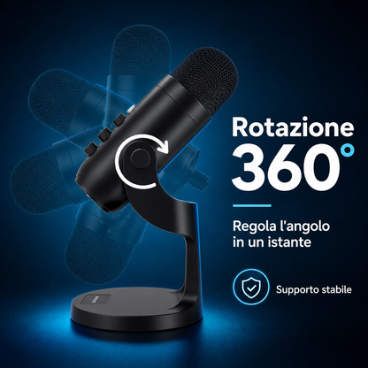 Microfono USB a Condensatore con base in metallo e adattatori inclusi - AYCS Tech