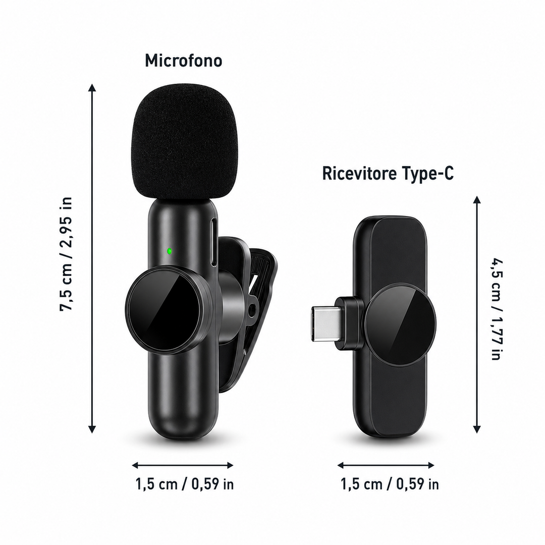 Microfono Wireless 2.4G con cancellazione del rumore - AYCS Tech