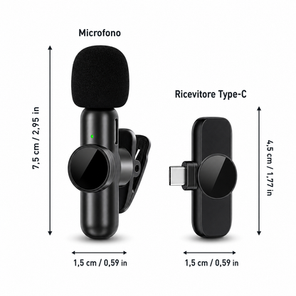Microfono Wireless 2.4G con cancellazione del rumore - AYCS Tech