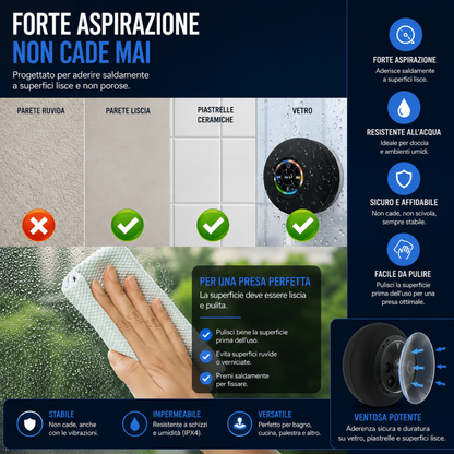 Speaker Bluetooth impermeabile IPX4 per doccia LED RGB — AYCS Tech