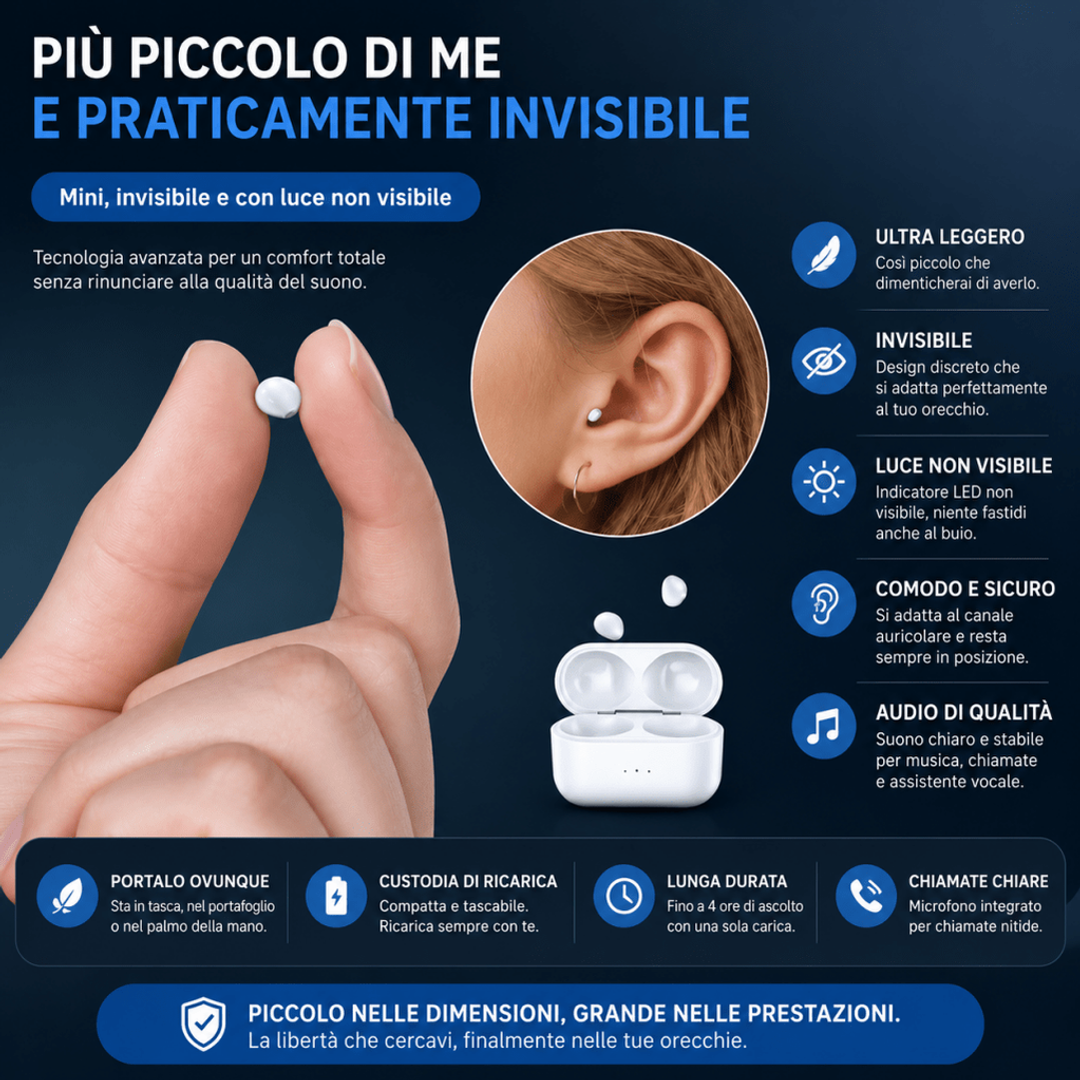 Auricolari Bluetooth invisibili TWS wireless con riduzione rumore — AYCS Tech