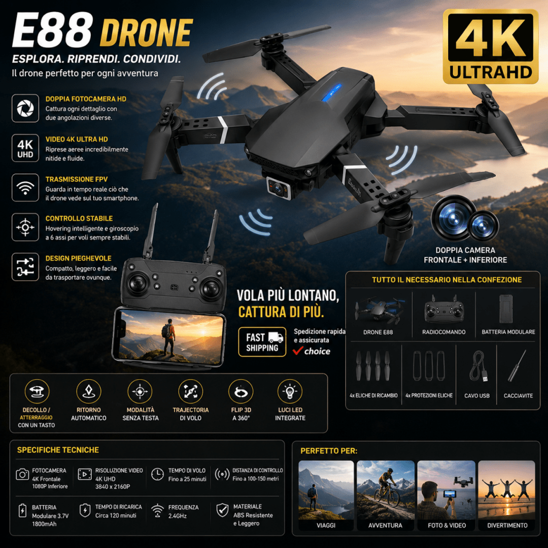 Drone 4K pieghevole con vista FPV e stabilizzatore — AYCS Tech