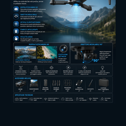 Drone 4K pieghevole con vista FPV e stabilizzatore — AYCS Tech