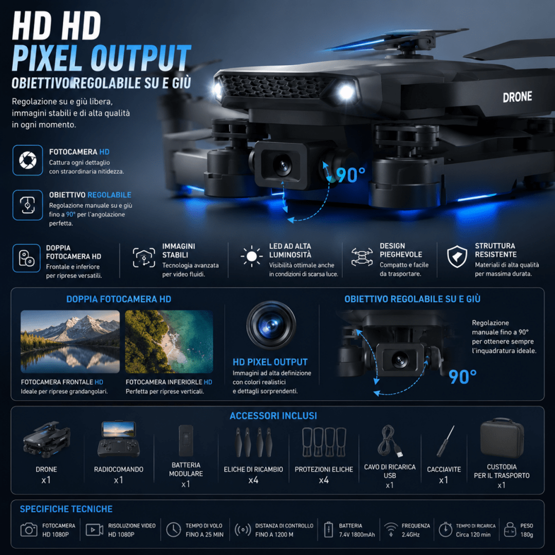 Drone 4K pieghevole con vista FPV e stabilizzatore — AYCS Tech