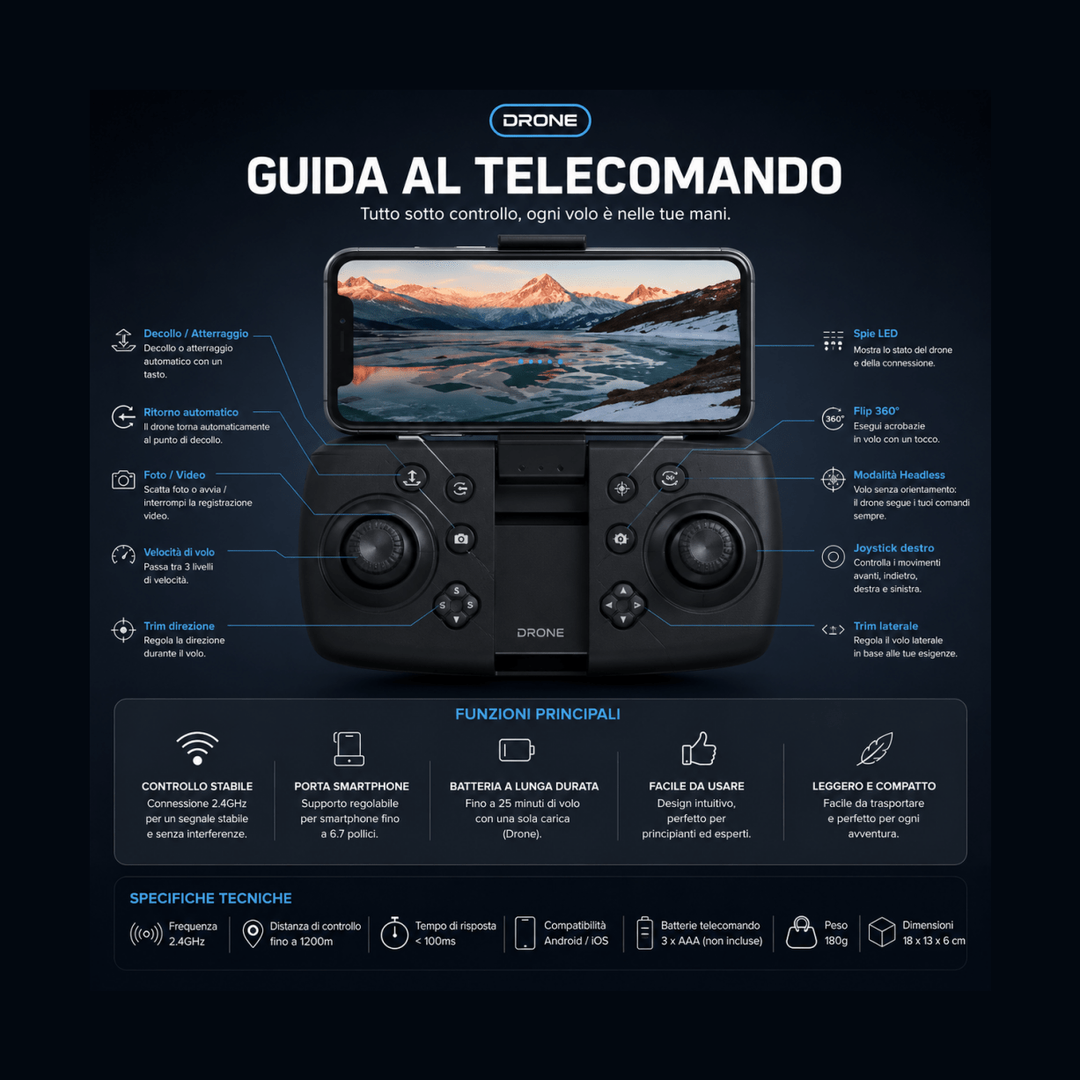Drone 4K pieghevole con vista FPV e stabilizzatore — AYCS Tech
