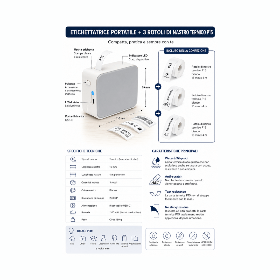 Etichettatrice termica portatile Bluetooth senza inchiostro — AYCS Tech