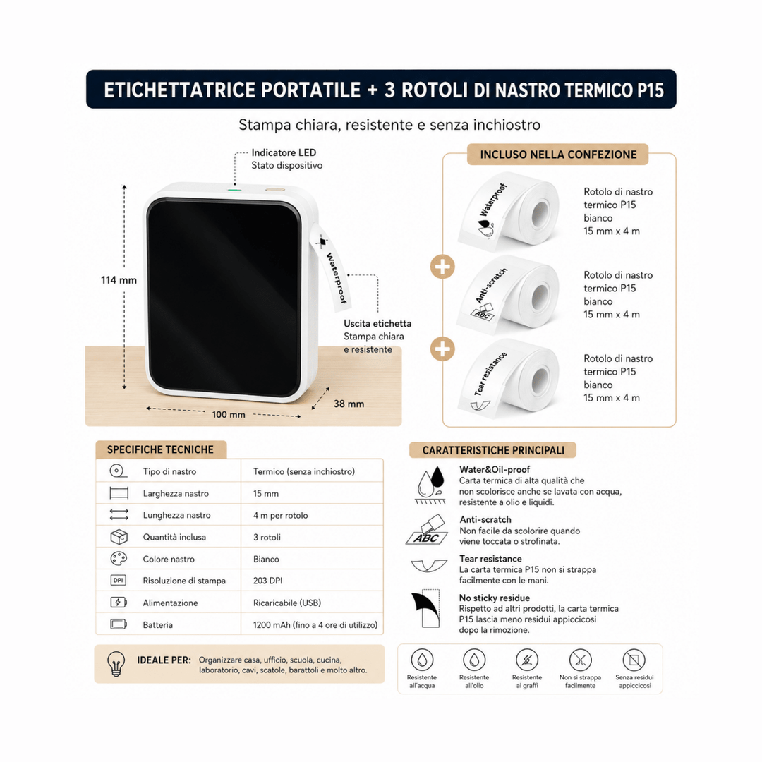 Etichettatrice termica portatile Bluetooth senza inchiostro — AYCS Tech