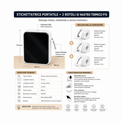 Etichettatrice termica portatile Bluetooth senza inchiostro — AYCS Tech