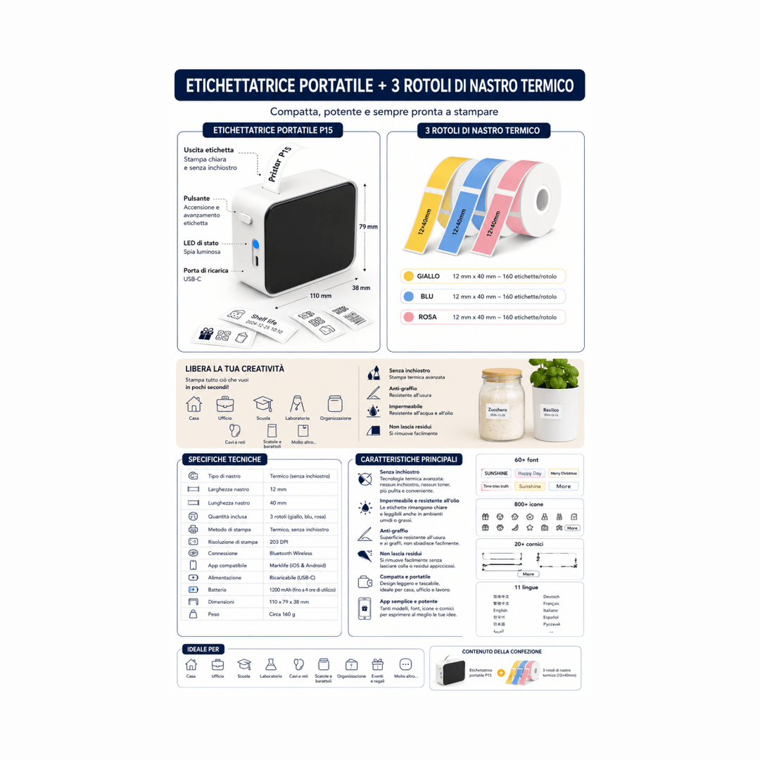 Etichettatrice termica portatile Bluetooth senza inchiostro — AYCS Tech