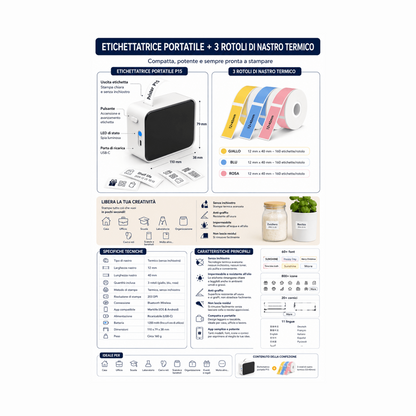 Etichettatrice termica portatile Bluetooth senza inchiostro — AYCS Tech