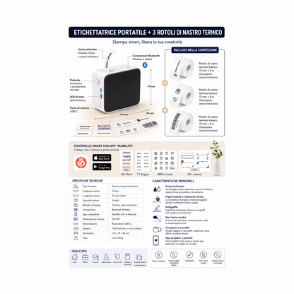 Etichettatrice termica portatile Bluetooth senza inchiostro — AYCS Tech