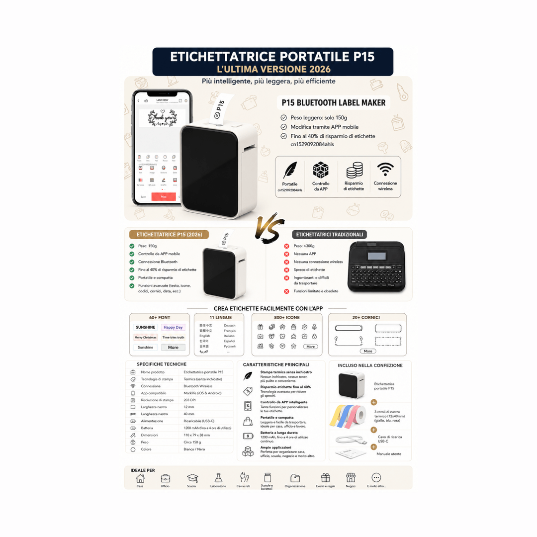 Etichettatrice termica portatile Bluetooth senza inchiostro — AYCS Tech