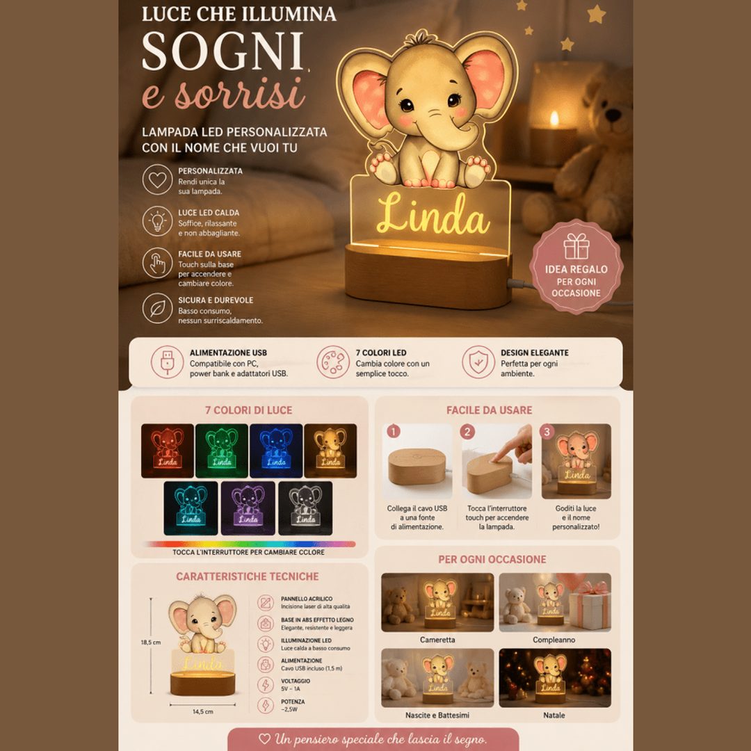 Lampada LED personalizzata con nome per bambini — AYCS Tech