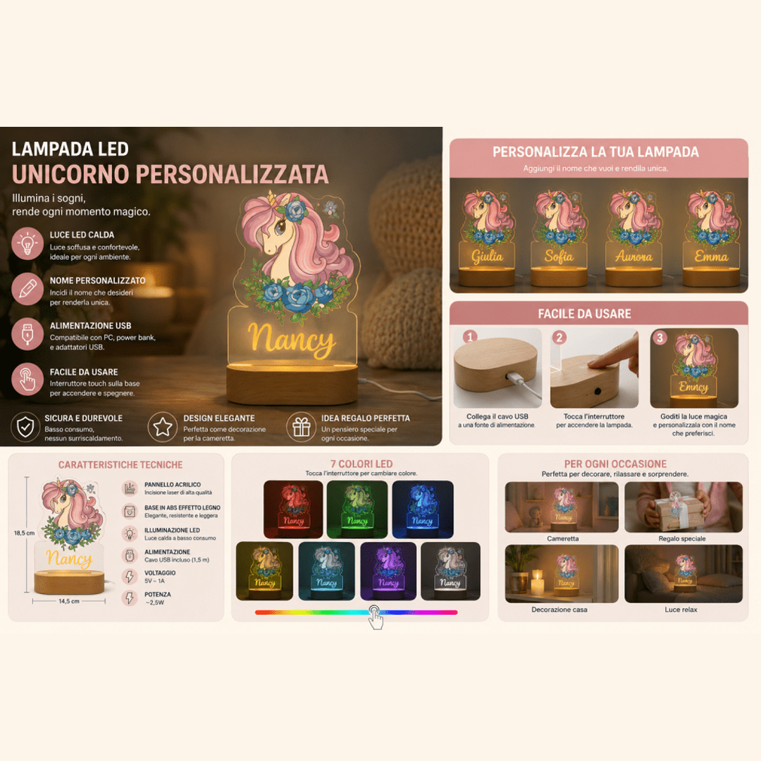 Lampada LED personalizzata con nome per bambini — AYCS Tech