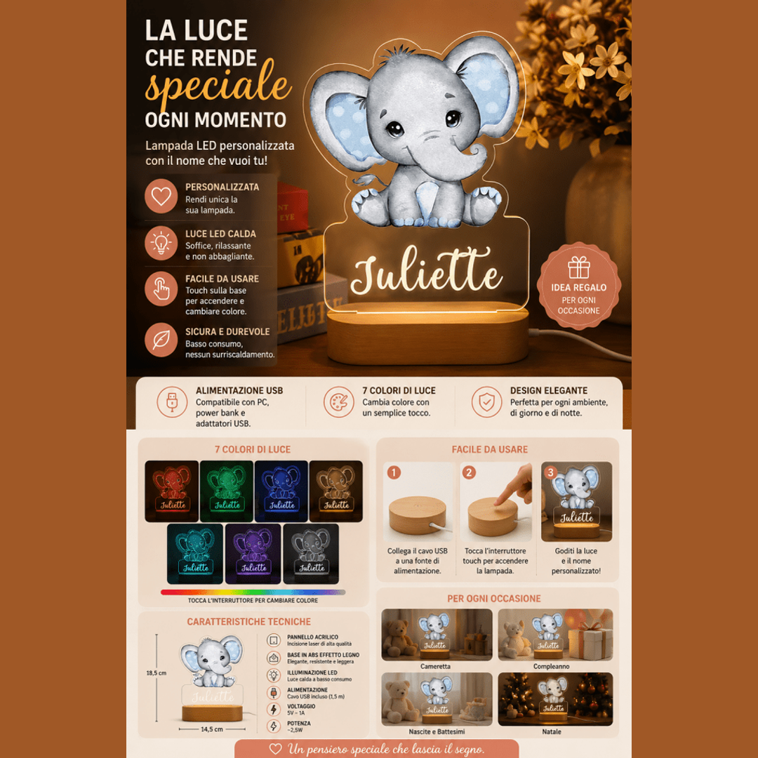 Lampada LED personalizzata con nome per bambini — AYCS Tech