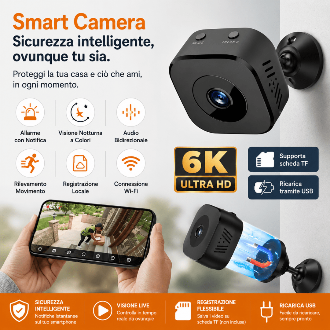 Mini telecamera sicurezza 4K WiFi con visione notturna — AYCS Tech