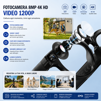 Occhiali AI intelligenti 4K con fotocamera e traduzione WiFi — AYCS Tech