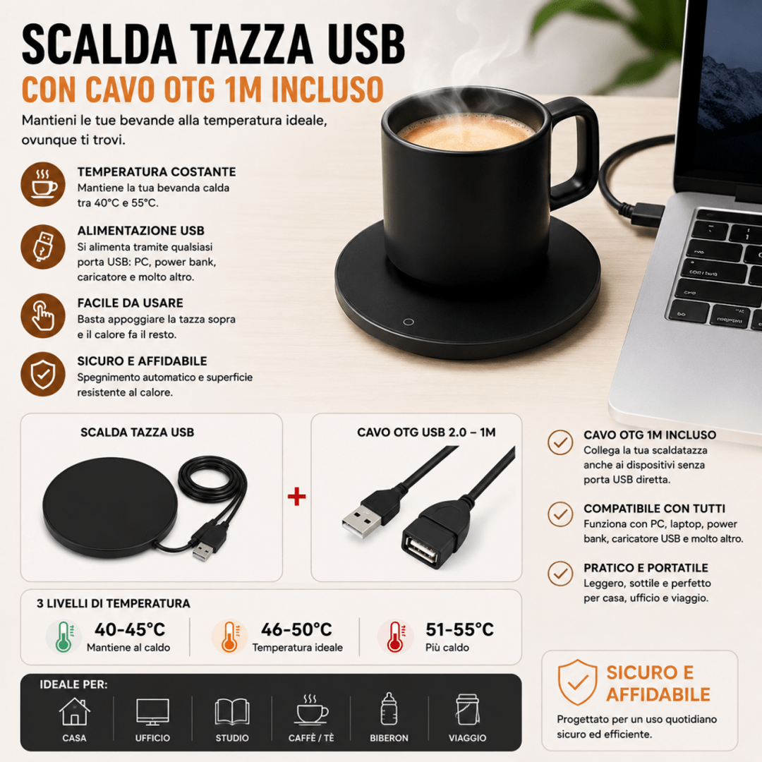 Scaldatazza USB Termostatico - Sottobicchiere Elettrico 3 Temperature per Caffè Tè Latte - Casa Ufficio Studio AYCS Tech Accessori Casa 1ydxv1-fg scaldatazza-usb-termostatico-sottobicchiere-elettrico-3-temperature-per-caffe-te-latte-casa-ufficio-studio caffè, casa, scaldatazza, termostatico, ufficio, USB