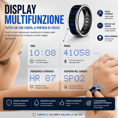Smart ring anello intelligente 2026 frequenza cardiaca IP68 — AYCS Tech