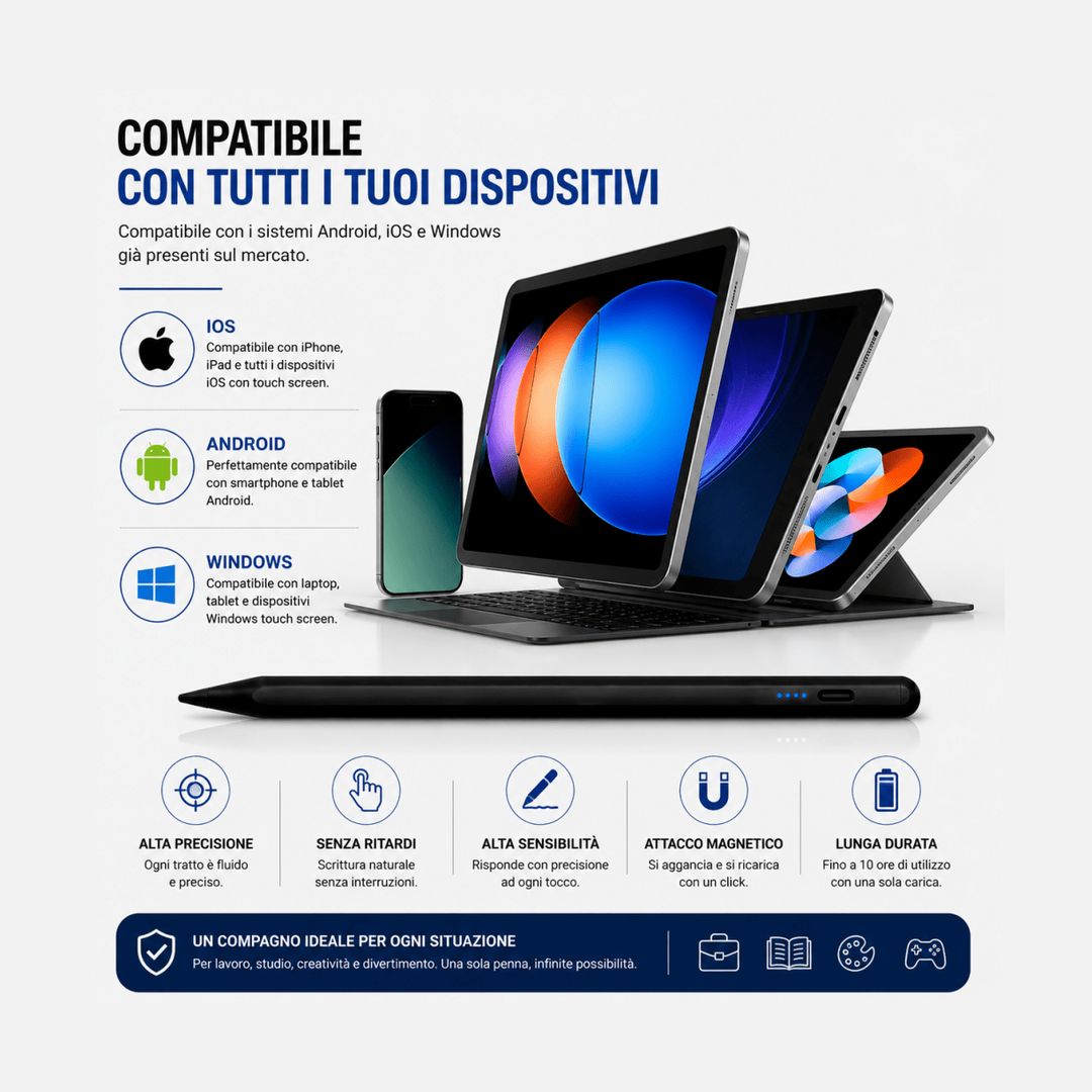 Stilo universale attivo magnetico per iPad iPhone Android — AYCS Tech