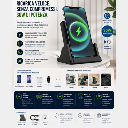 Dock verticale con caricatore wireless 15W rimovibile — AYCS Tech