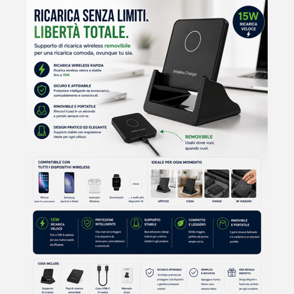 Dock verticale con caricatore wireless 15W rimovibile — AYCS Tech