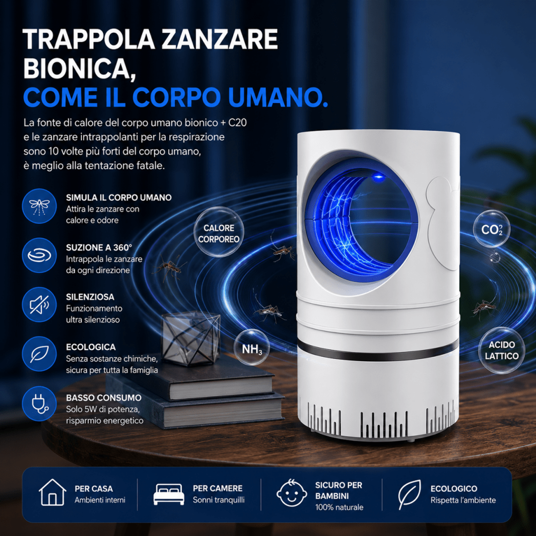 Trappola zanzare elettrica UV LED silenziosa USB — AYCS Tech