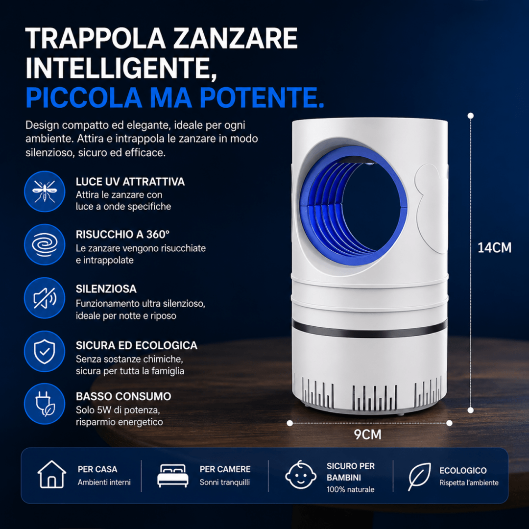 Trappola zanzare elettrica UV LED silenziosa USB — AYCS Tech