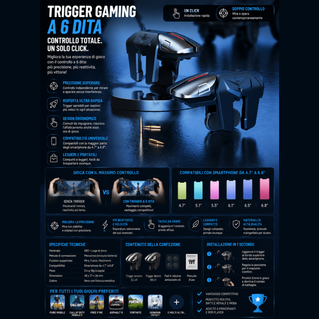 Controller gaming mobile con trigger e joystick di precisione — AYCS Tech